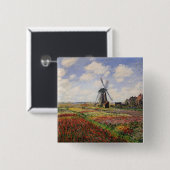 Claude Monet | Tulip Fields Rijnsburg Windmill Vierkante Button 5,1 Cm (Voorkant /achterkant)