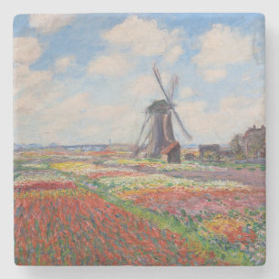 Claude Monet - Tulpenveld in Holland Stenen Onderzetter