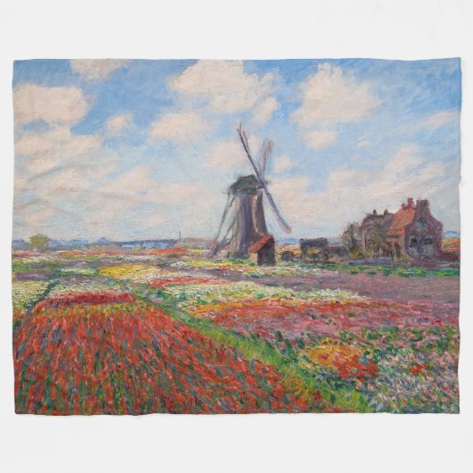 Claude Monet - Tulpenveld in Nederland Fleece Deken (Voorkant (Horizontaal))