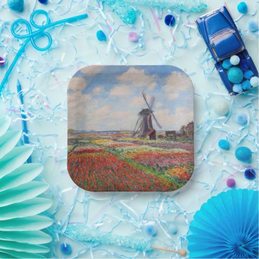Claude Monet - Tulpenveld in Nederland Papieren Bordje (Feest)