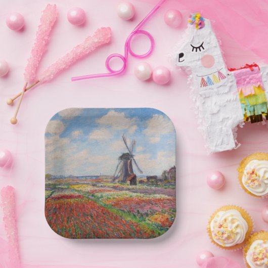 Claude Monet - Tulpenveld in Nederland Papieren Bordje (Feest)