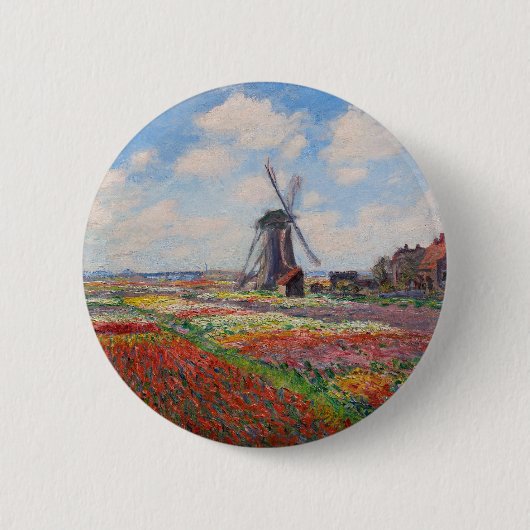 Claude Monet - Tulpenveld in Nederland Ronde Button 5,7 Cm (Voorkant)