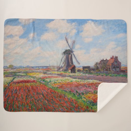 Claude Monet - Tulpenveld in Nederland Sherpa Deken (Voorkant (horizontaal))