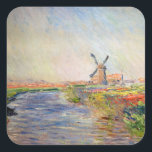 Claude Monet - Tulpenveld in Nederland Vierkante Sticker<br><div class="desc">Tulpenveld in Nederland (Champs de tulipes en Hollande) - Claude Monet,  Olieverf op doek,  1886</div>