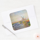 Claude Monet - Tulpenveld in Nederland Vierkante Sticker (Envelop)