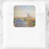 Claude Monet - Tulpenveld in Nederland Vierkante Sticker (Tas)
