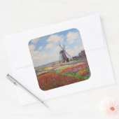 Claude Monet - Tulpenveld in Nederland Vierkante Sticker (Envelop)