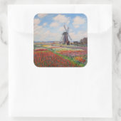 Claude Monet - Tulpenveld in Nederland Vierkante Sticker (Tas)