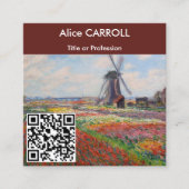 Claude Monet - Tulpenveld, Nederland - QR Code Vierkante Visitekaartje (Voorkant)