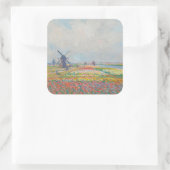 Claude Monet - Tulpenvelden bij Den Haag Vierkante Sticker (Tas)