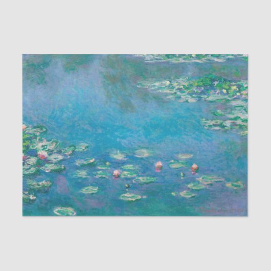 Claude Monet Turquoise Decoupage Water Lilly Tissuepapier (Voorkant)