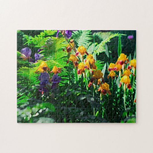 Claude Monet Type Stylized Garden Iris Legpuzzel (Horizontaal)