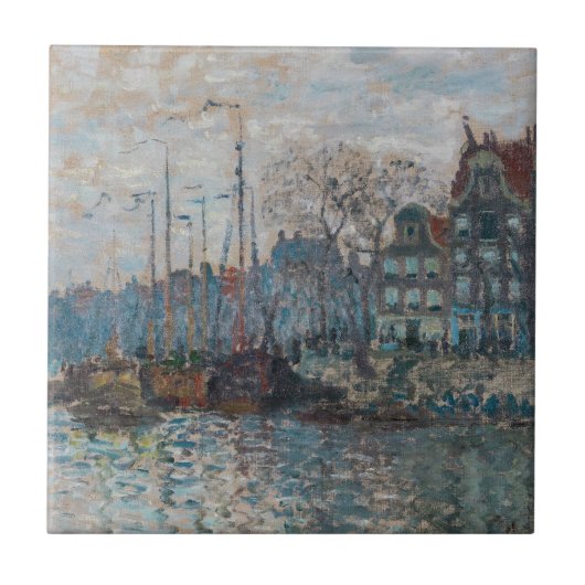 Claude Monet - Uitzicht Amsterdam Tegeltje (Voorkant)