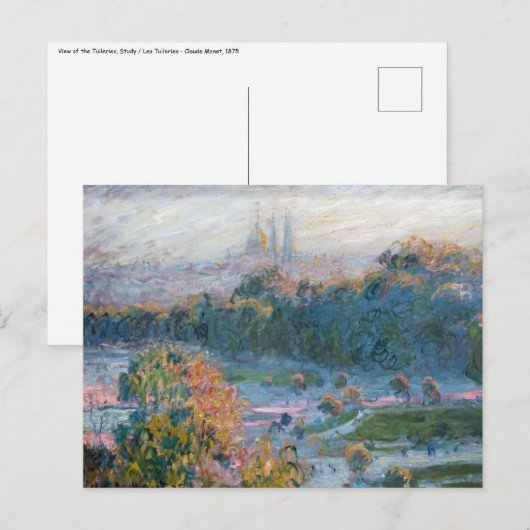 Claude Monet - Uitzicht van de Tuileries, Studie Briefkaart (Voorkant / Achterkant)