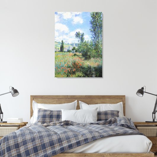 Claude Monet Uitzicht van Vétheuil Canvas Afdruk (Insitu (Slaapkamer))