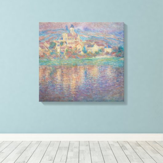 Claude Monet - Vetheuil, Sunset Canvas Afdruk (Insitu (Houten vloer))