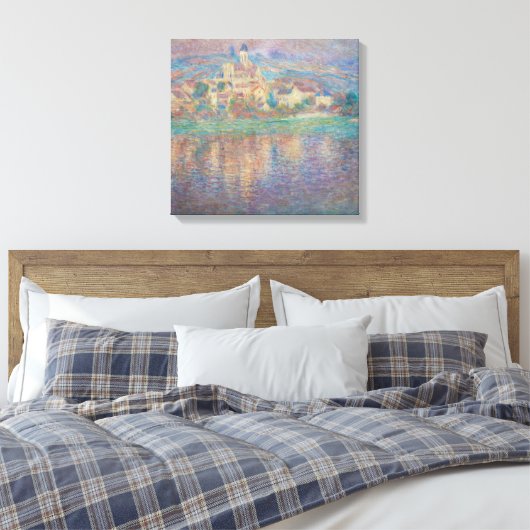 Claude Monet - Vetheuil, Sunset Canvas Afdruk (Insitu (Slaapkamer))