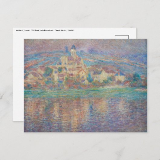Claude Monet - Vetheuil, Zonsondergang Briefkaart (Voorkant / Achterkant)