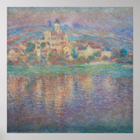Claude Monet - Vetheuil, Zonsondergang Poster (Voorkant)