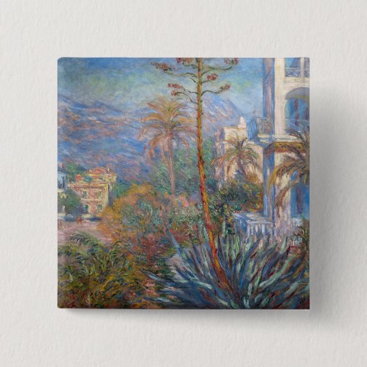 Claude Monet - Villas op Bordighera Vierkante Button 5,1 Cm (Voorkant)