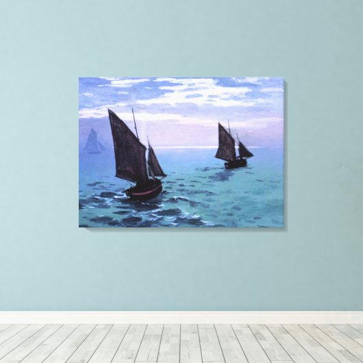 Claude Monet Vist boten onderweg Canvas Afdruk (Insitu (Houten vloer))