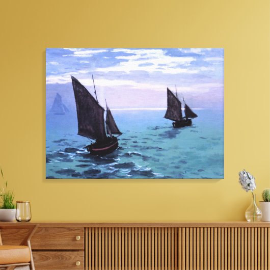 Claude Monet Vist boten onderweg Canvas Afdruk (Insitu (Woonkamer))