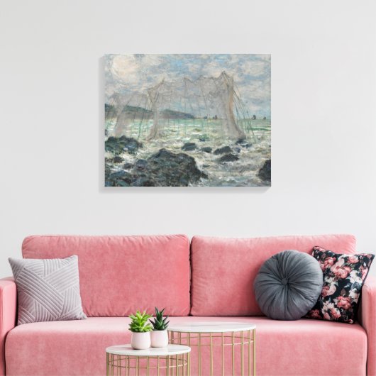 Claude Monet - Vist netten in Pourville Canvas Afdruk (Insitu (Woonkamer))