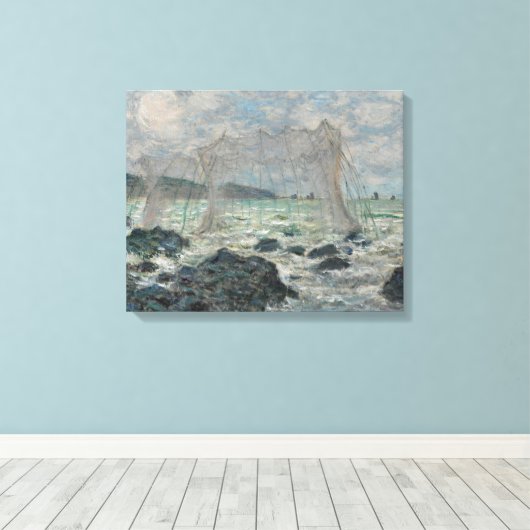 Claude Monet - Vist netten in Pourville Canvas Afdruk (Insitu (Houten vloer))