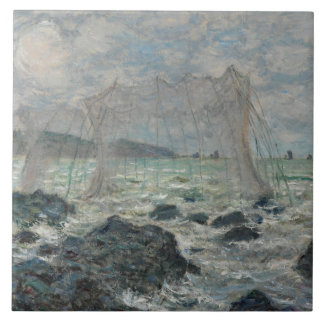 Claude Monet - Vist netten in Pourville Tegeltje