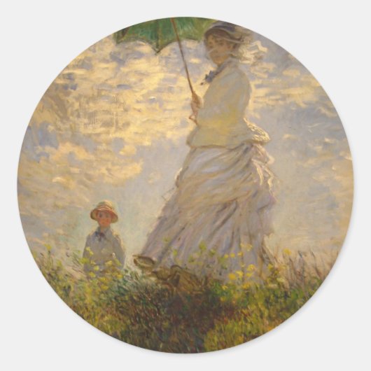 Claude Monet: Vrouw met een Parasol, 1875 Ronde Sticker (Voorkant)