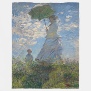 Claude Monet Vrouw met een Parasol Fijne Kunst Fleece Deken