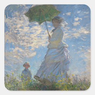 Claude Monet Vrouw met een Parasol Fijne Kunst Vierkante Sticker