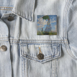 Claude Monet Vrouw met een Parasol Kunst Vierkante Button 5,1 Cm