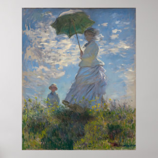Claude Monet - Vrouw met een Parasol La Promenade Poster