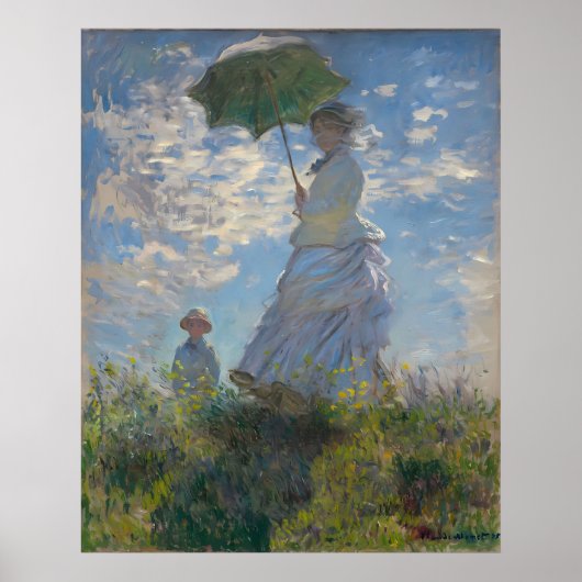 Claude Monet - Vrouw met een Parasol La Promenade Poster (Voorkant)