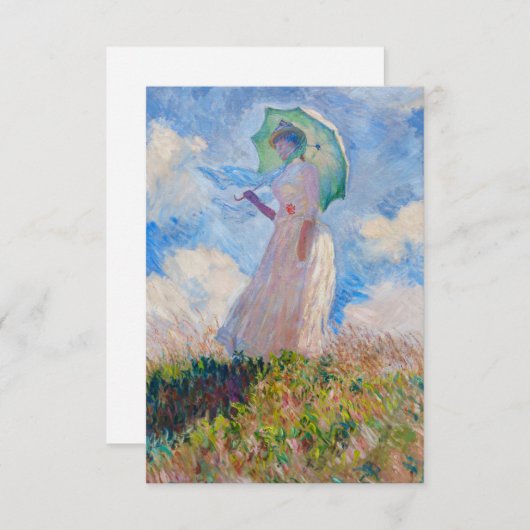 Claude Monet - Vrouw met een parasol naar links Bedankkaart (Voorkant / Achterkant)