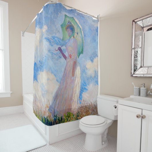 Claude Monet - Vrouw met een parasol naar links Douchegordijn (In situ)