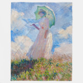 Claude Monet - Vrouw met een parasol naar links Fleece Deken (Voorkant)