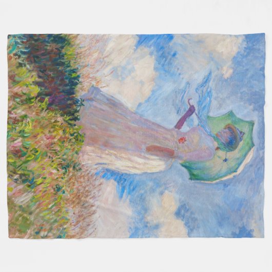 Claude Monet - Vrouw met een parasol naar links Fleece Deken (Voorkant (Horizontaal))