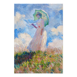 Claude Monet - Vrouw met een parasol naar links ge Foto Afdruk