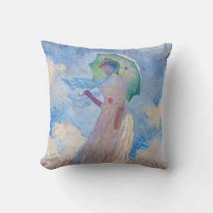 Claude Monet - Vrouw met een parasol naar links ge Kussen