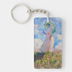 Claude Monet - Vrouw met een parasol naar links ge Sleutelhanger