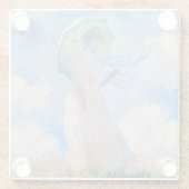 Claude Monet - Vrouw met een parasol naar links Glazen Onderzetter (Achterkant)