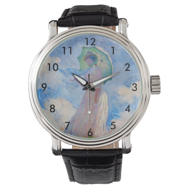 Claude Monet - Vrouw met een parasol naar links Horloge (Voorkant)