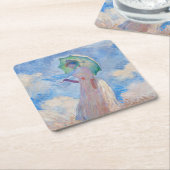 Claude Monet - Vrouw met een parasol naar links Kartonnen Onderzetters (Schuin)