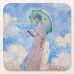 Claude Monet - Vrouw met een parasol naar links Kartonnen Onderzetters
