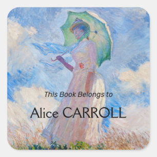 Claude Monet - Vrouw met een parasol naar links ki Vierkante Sticker