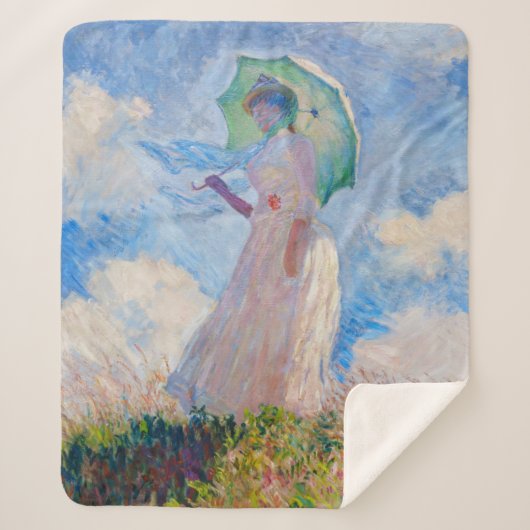 Claude Monet - Vrouw met een parasol naar links Sherpa Deken (Voorkant)