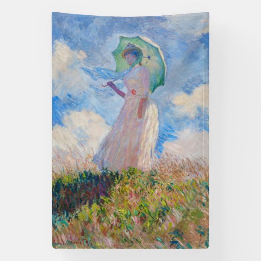 Claude Monet - Vrouw met een parasol naar links Spandoek (Verticaal)