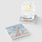 Claude Monet - Vrouw met een parasol naar links Stenen Onderzetter (Zijkant)